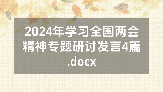 2024年学习全国两会精神专题研讨发言4篇.docx