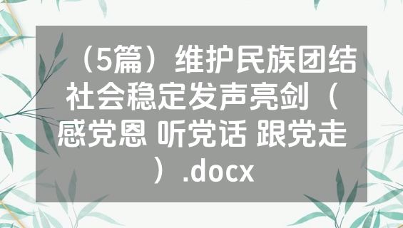 （5篇）维护民族团结社会稳定发声亮剑（感党恩 听党话 跟党走）.docx