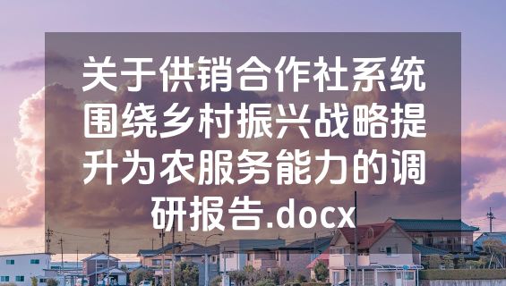 关于供销合作社系统围绕乡村振兴战略提升为农服务能力的调研报告.docx