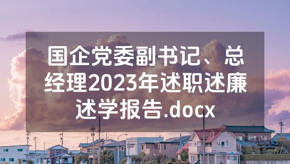 国企党委副书记、总经理2023年述职述廉述学报告.docx