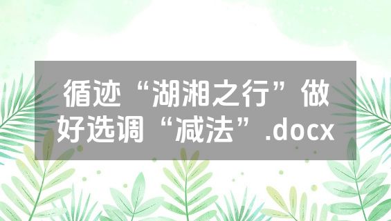 循迹“湖湘之行”做好选调“减法”.docx
