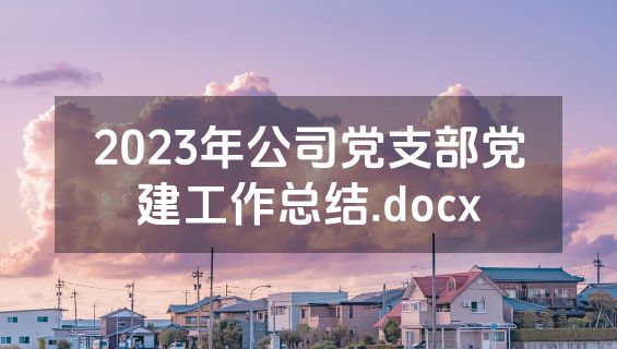 2023年公司党支部党建工作总结.docx