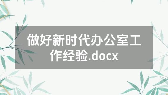 做好新时代办公室工作经验.docx