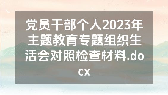 党员干部个人2023年主题教育专题组织生活会对照检查材料.docx