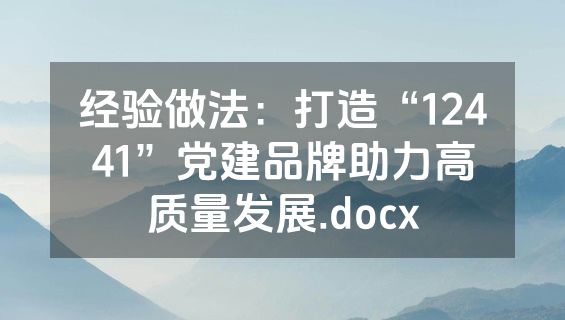 经验做法：打造“12441”党建品牌助力高质量发展.docx