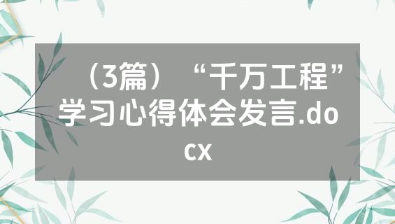 （3篇）“千万工程”学习心得体会发言.docx