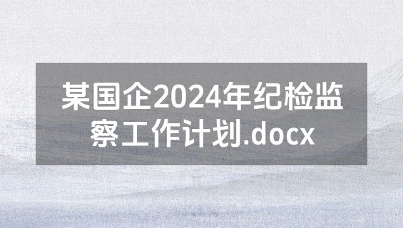某国企2024年纪检监察工作计划.docx