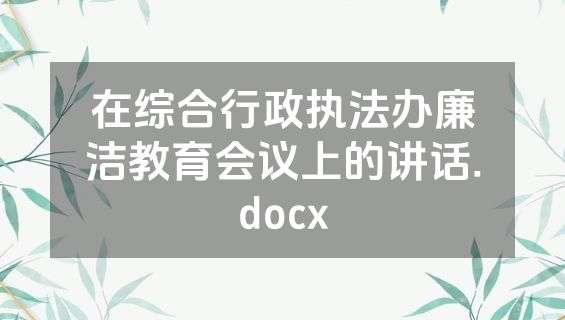 在综合行政执法办廉洁教育会议上的讲话.docx