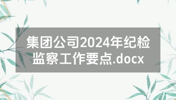 集团公司2024年纪检监察工作要点.docx
