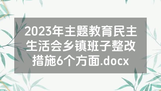 2023年主题教育民主生活会乡镇班子整改措施6个方面.docx