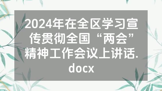 2024年在全区学习宣传贯彻全国“两会”精神工作会议上讲话.docx