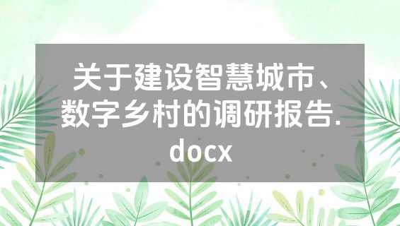 关于建设智慧城市、数字乡村的调研报告.docx