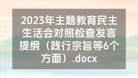 2023年主题教育民主生活会对照检查发言提纲（践行宗旨等6个方面）.docx