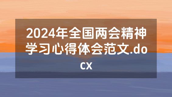 2024年全国两会精神学习心得体会范文.docx
