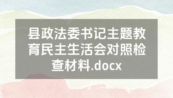 县政法委书记主题教育民主生活会对照检查材料.docx
