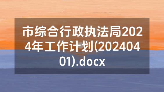 市综合行政执法局2024年工作计划(20240401).docx