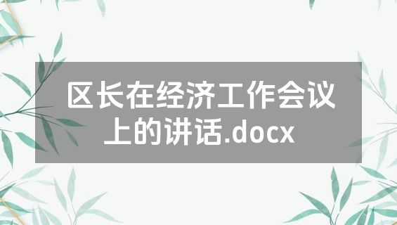 区长在经济工作会议上的讲话.docx