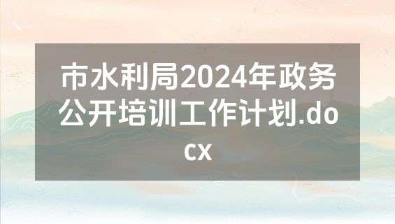 市水利局2024年政务公开培训工作计划.docx