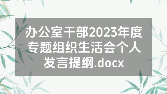 办公室干部2023年度专题组织生活会个人发言提纲.docx