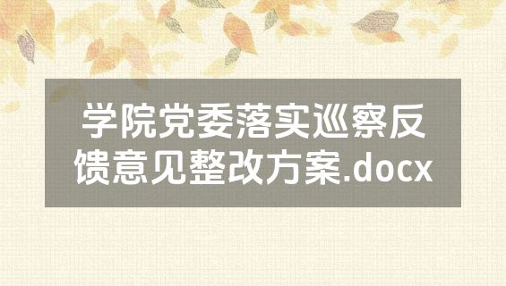 学院党委落实巡察反馈意见整改方案.docx
