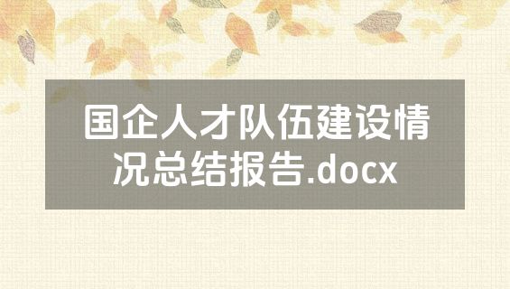 国企人才队伍建设情况总结报告.docx