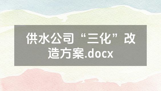 供水公司“三化”改造方案.docx