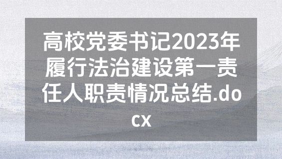 高校党委书记2023年履行法治建设第一责任人职责情况总结.docx
