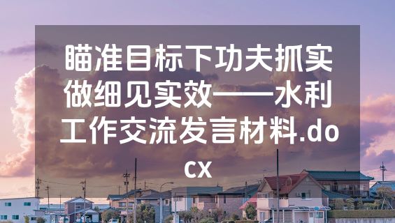 瞄准目标下功夫抓实做细见实效——水利工作交流发言材料.docx