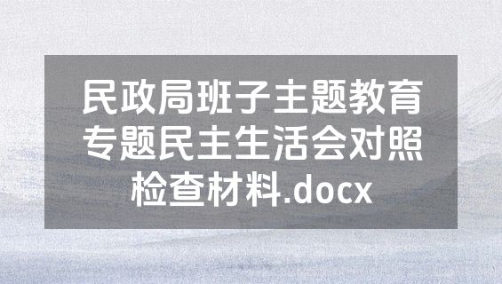 民政局班子主题教育专题民主生活会对照检查材料.docx