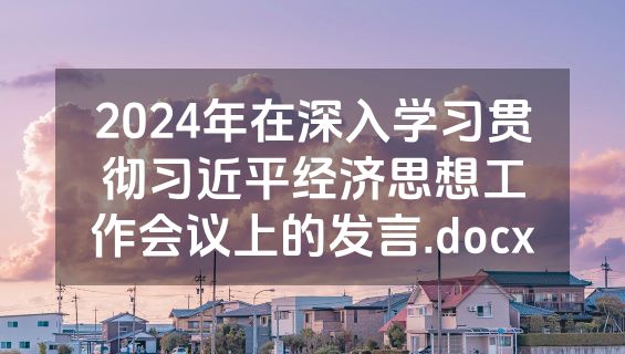 2024年在深入学习贯彻习近平经济思想工作会议上的发言.docx