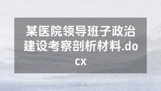 某医院领导班子政治建设考察剖析材料.docx