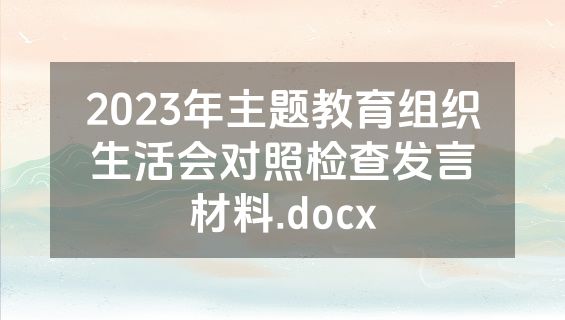 2023年主题教育组织生活会对照检查发言材料.docx