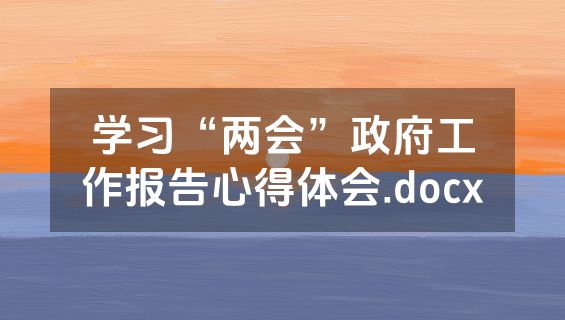 学习“两会”政府工作报告心得体会.docx