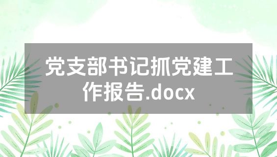 党支部书记抓党建工作报告.docx