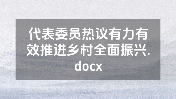 代表委员热议有力有效推进乡村全面振兴.docx