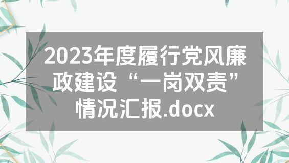 2023年度履行党风廉政建设“一岗双责”情况汇报.docx