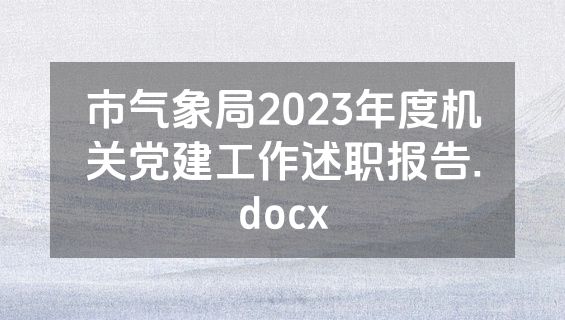 市气象局2023年度机关党建工作述职报告.docx