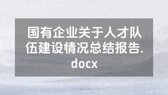 国有企业关于人才队伍建设情况总结报告.docx