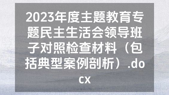 2023年度主题教育专题民主生活会领导班子对照检查材料（包括典型案例剖析）.docx