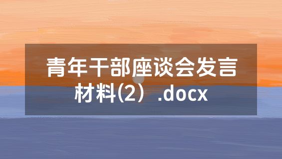 青年干部座谈会发言材料(2）.docx