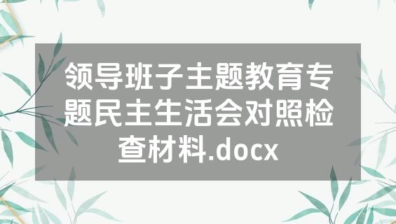 领导班子主题教育专题民主生活会对照检查材料.docx
