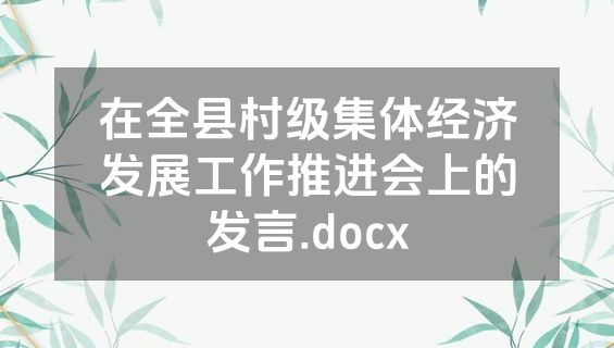在全县村级集体经济发展工作推进会上的发言.docx