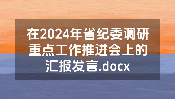 在2024年省纪委调研重点工作推进会上的汇报发言.docx