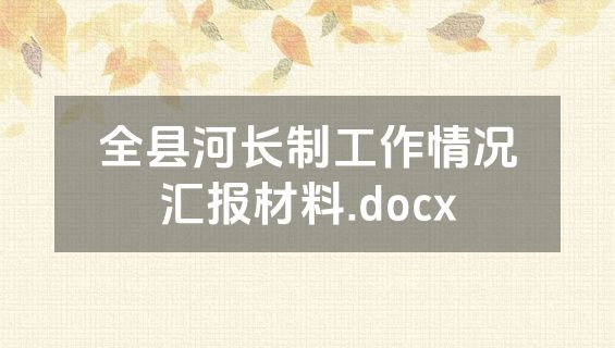 全县河长制工作情况汇报材料.docx
