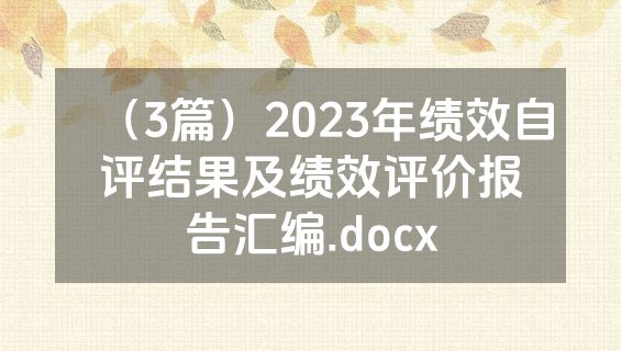 （3篇）2023年绩效自评结果及绩效评价报告汇编.docx