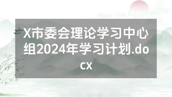 X市委会理论学习中心组2024年学习计划.docx