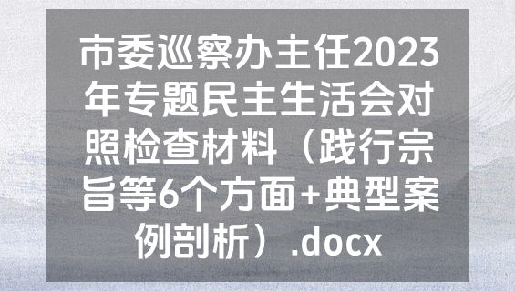 市委巡察办主任2023年专题民主生活会对照检查材料（践行宗旨等6个方面+典型案例剖析）.docx