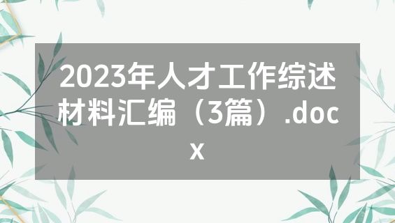 2023年人才工作综述材料汇编（3篇）.docx