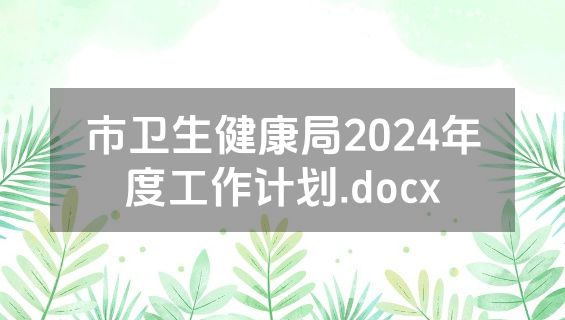 市卫生健康局2024年度工作计划.docx
