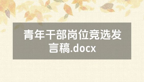 青年干部岗位竞选发言稿.docx